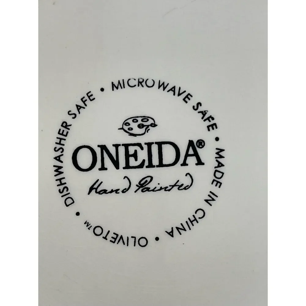 Oneida Oliveto Olive Hand Painted Set of 2 Salad Plates 8 1/8